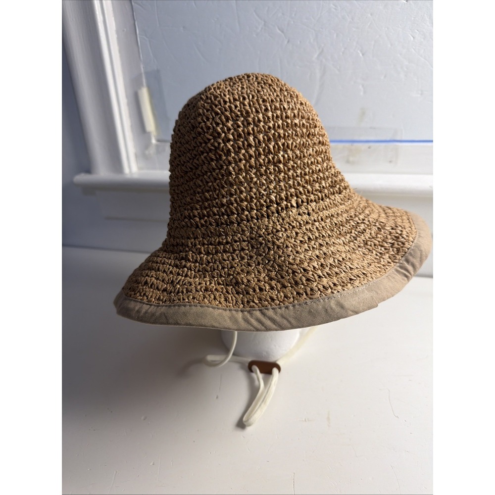 FURTALK Linen Straw Wide Brim Straw Summer Beach Sun Hat S/M Adjustable